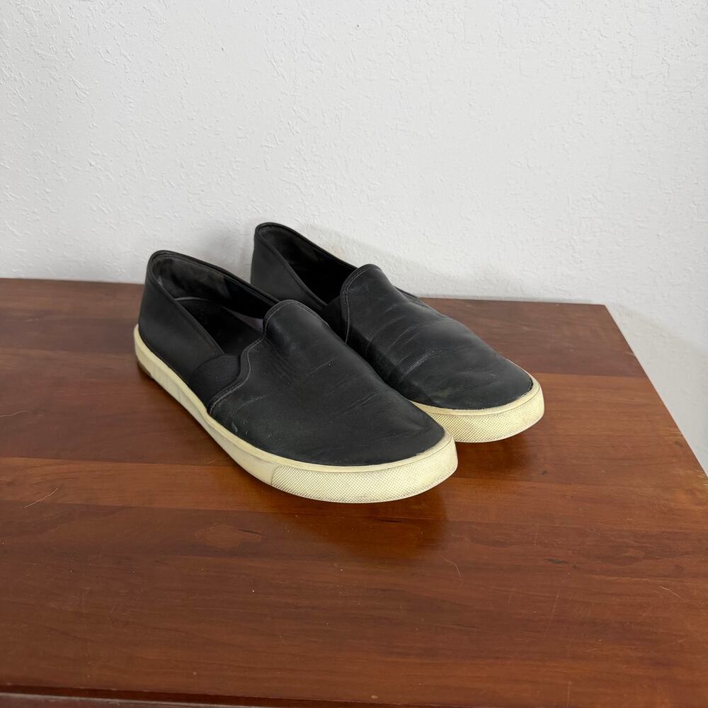 Vince Blair Smooth Black Leather Slip On Sneaker Womens 8 Classic Casual Preppy